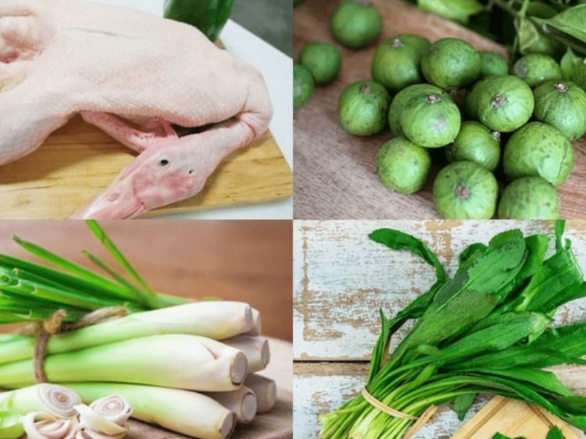 Nguyên liệu làm món vịt om sấu măng