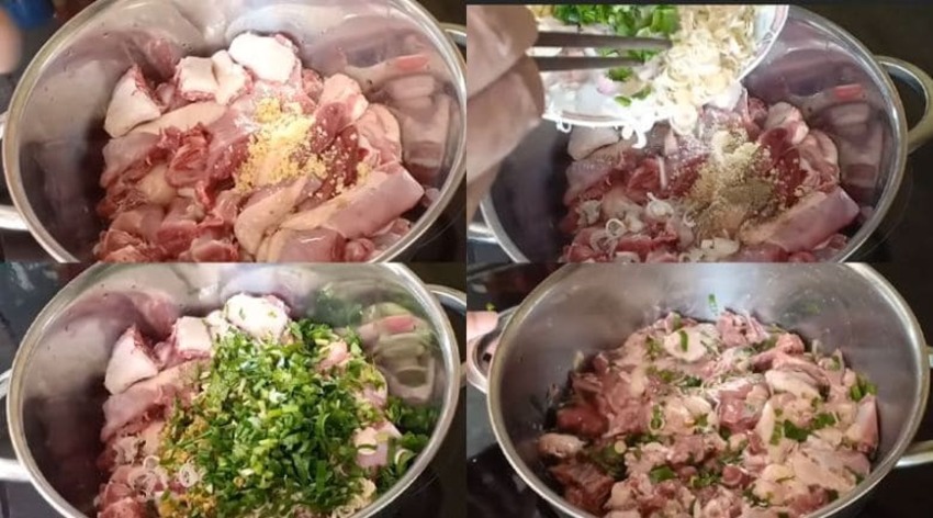 Sơ chế các nguyên liệu vịt om sấu nấu măng